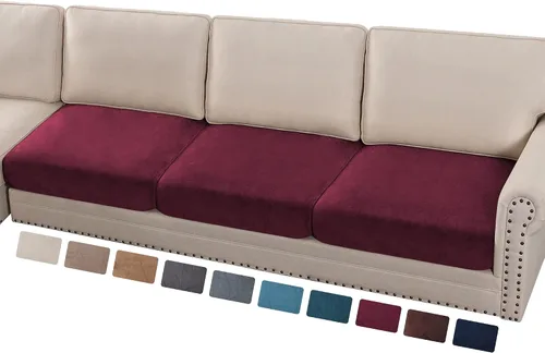 Vista 100 de PrinceDeco Fundas de cojín para sofá, funda elástica y lavable, funda de cojín ajustable de tela de terciopelo antideslizante, protector de muebles