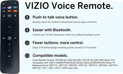 Vista 5 de Control remoto por voz para Vizio Smart TV, XRT260 Reemplazo remoto para todos los televisores Vizio LED LCD HD 4K UHD HDR Smart TV con teclas