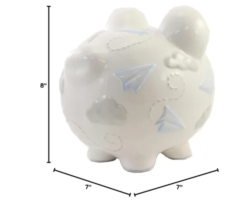 Vista 5 de Child to Cherish Cerdito de cerámica para niños, avión de papel