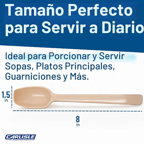 Vista 5 de Cucharas para servir Carlisle, sólidas y perforadas, para buffet/ensaladas 0.25 oz - 0.8 oz (paquete de 12 unidades), Beige, 12