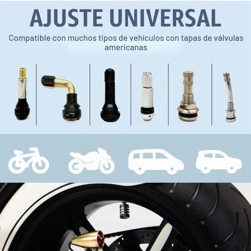Vista 5 de Tapones para vástago de válvula de neumático, paquete de 5, tapa de aire de neumático N2, metal nitrógeno con forro de plástico, resistente a