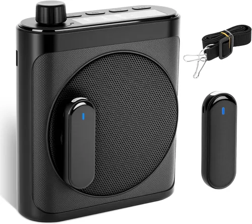 Vista 10 de Amplificador de voz Micrófono inalámbrico con Lavalier Bluetooth, micrófono portátil y altavoz para profesores, mini amplificador recargable, ideal