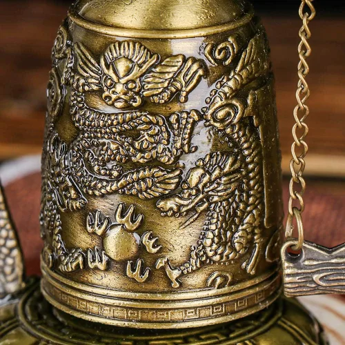 Vista 7 de gofidin Templo latón cobre dragón campana reloj tallado estatua loto Buda budismo artes estatua reloj hogar artesanía decorativa