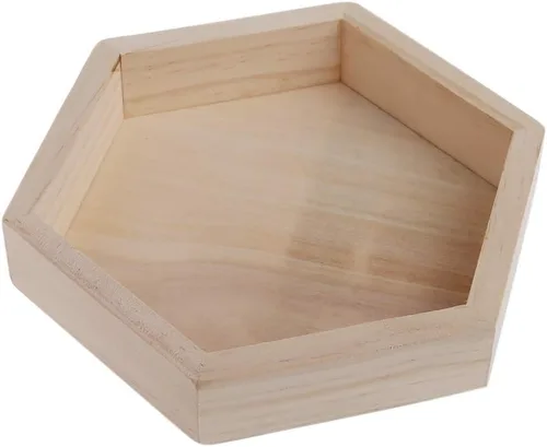 Vista 3 de Youngy - Bandeja de almacenamiento hexagonal para collar de madera, tamaño S