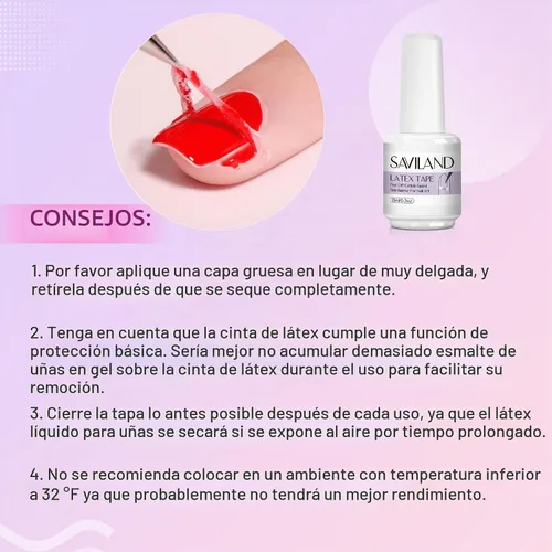 Vista 7 de SAVILAND Látex de uñas con pinzas, barrera de esmalte de 1.06 onzas líquidas, cinta fácil de usar para protección de cutículas, suministros