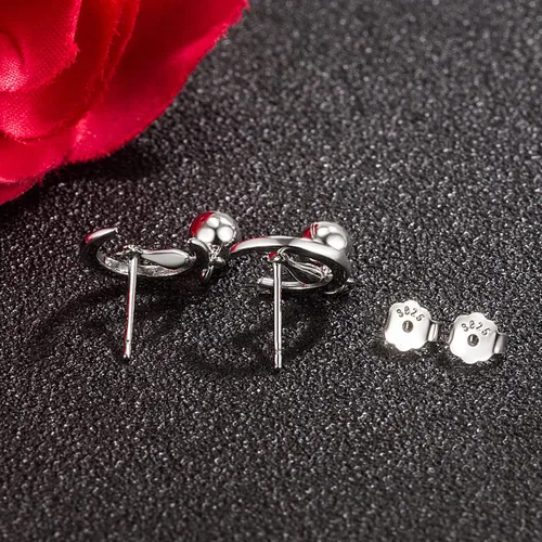 Vista 6 de Aretes de plata de ley 925 con forma de campana de gato y luna para mujeres adolescentes 5 estilos no alérgicos regalo de joyería fina