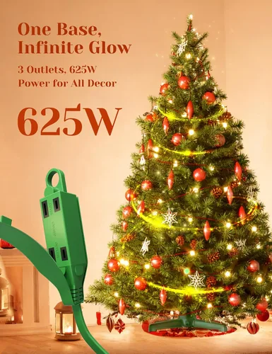 Vista 3 de Soporte giratorio para árbol de Navidad de 360° con control remoto y manual Verde esmeralda