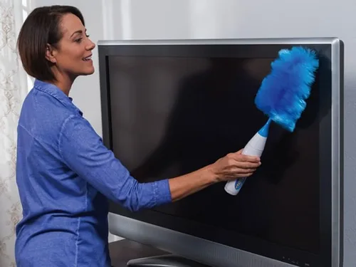 Vista 3 de Hurricane 360 - Plumero eléctrico giratorio de plumas, plumero eléctrico ajustable, cepillo de polvo para eliminar el polvo en un solo centrifugado