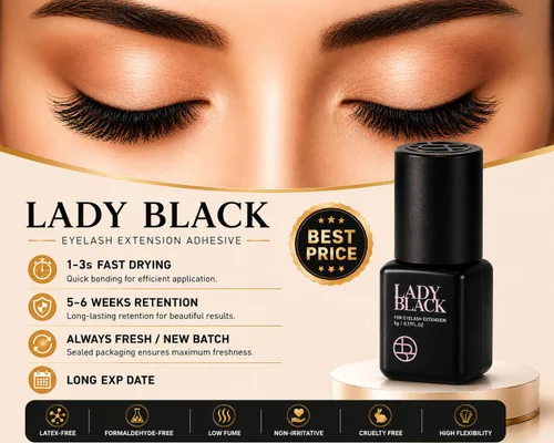 Vista 2 de Extensiones adhesivas de pestañas con pegamento negro Sky Lady 0.2 fl oz