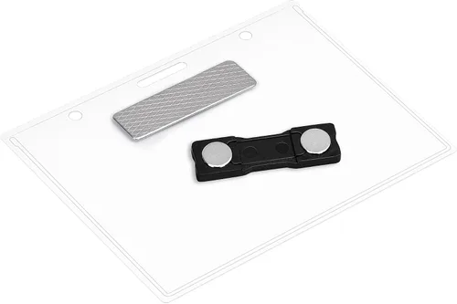 Vista 3 de Amazon Basics Soporte magnético horizontal para tarjetas de nombre, paquete de 100, transparente