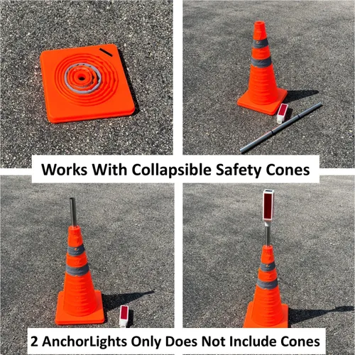 Vista 4 de Keyfit Tools AnchorLight - Cono de seguridad para construcción, advertencia de tráfico, luz de anclaje reflectante, estaca para deportes