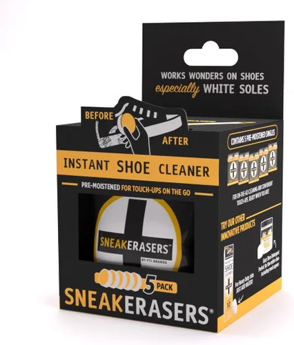 Vista 10 de SneakERASERS Limpiador instantáneo de zapatos esponja prehumedecida, paquete de 3