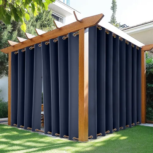 Vista 25 de HDCAXKJ Cortinas impermeables para exteriores para patio con cremallera superior e inferior, cortinas térmicas de privacidad con ojales, 2 paneles