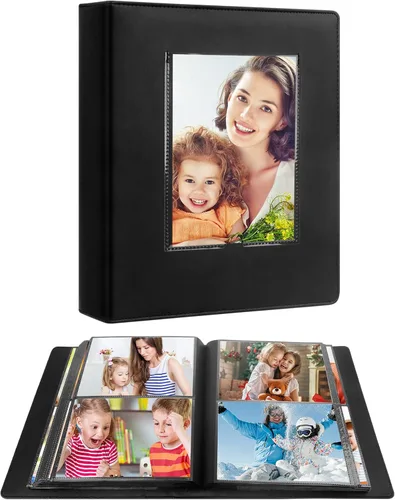 Vista 9 de Álbum de fotos de 272 bolsillos de 5 x 7 pulgadas con capacidad para 272 fotos, álbum de fotos de 5 x 7 pulgadas, cubierta de cuero de gran