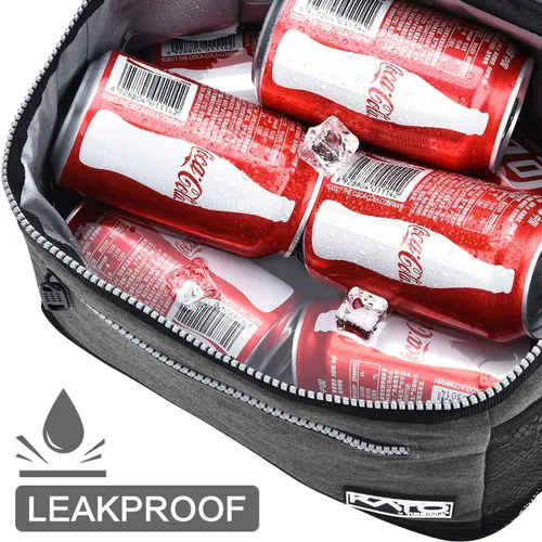 Vista 3 de Tirrinia Lonchera aislada para hombres/mujeres, bolsa de almuerzo a prueba de fugas para escuela y trabajo, bolsa de almuerzo grande para niños