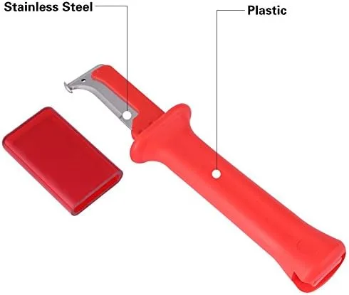 Vista 3 de Herramienta peladora de cuchillos para cables, cortador de cables con aislamiento eléctrico, cortador de mano con cubierta roja, cuchillo de cable