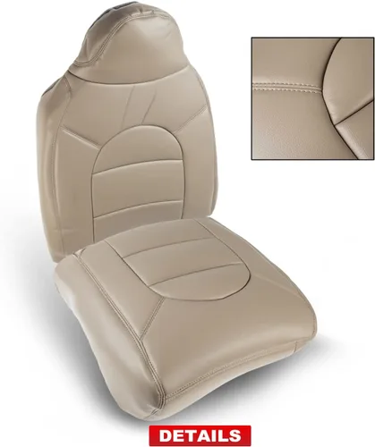 Vista 5 de A-Premium Funda de asiento de color marrón pergamino mediano compatible con Ford F-250/F-350/F-450/F-550 Super Duty Lariat 2000-2001 lado delantero