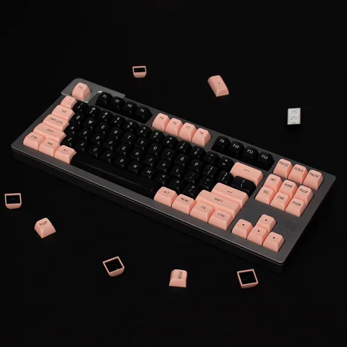 Vista 2 de Teclas rosadas y negras de 150 teclas Doubleshot MSA Profile Custom Keycaps para teclado de juegos 61/64/68/84/87/96/104/108