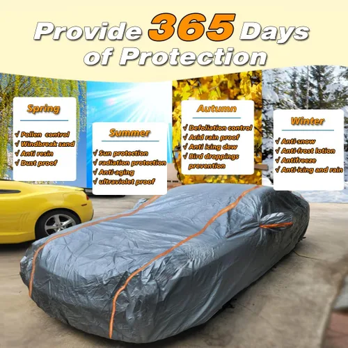 Vista 6 de Funda universal impermeable de peso pesado para autos, para SUVs, para todo tipo de clima, cubierta completa para exteriores, resistente a