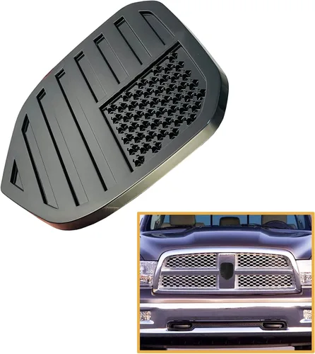 Vista 3 de Emblema de la bandera estadounidense negra brillante para la parrilla frontal RAM modelos compatibles con modelos compatibles/1500 2006-2018/2500