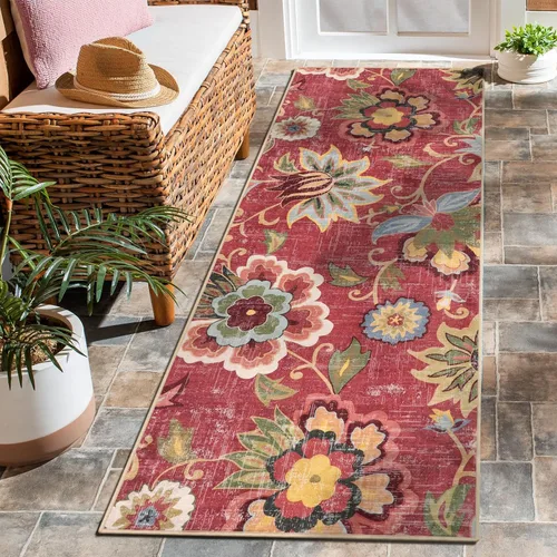 Vista 36 de Beeiva Alfombras florales de entrada, lavables para interiores, ultra fina, de 2 x 3 pies, antideslizante, para cocina, tapete de cachemira suave