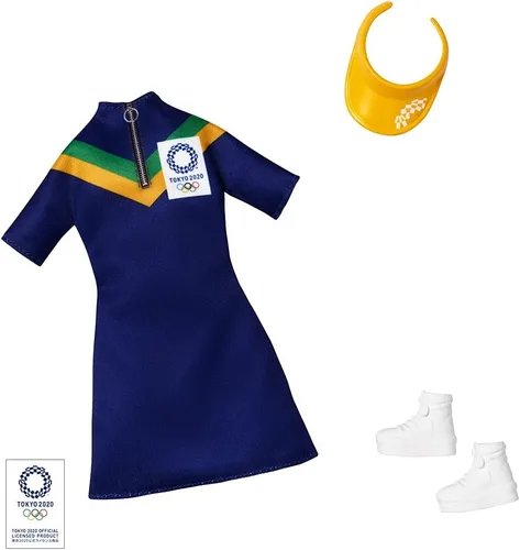 Vista 2 de Barbie Ropa: Traje inspirado en los Juegos Olímpicos Tokio 2020 muñeca, vestido con visera y zapatillas de deporte, regalo para niños de 3 a 8 años