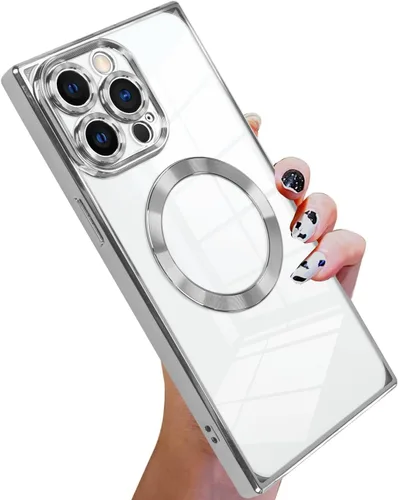 Vista 21 de KANGHAR Funda diseñada para iPhone 12 Pro Magnética Transparente con Protector de Lente de Cámara [Compatible con MagSafe] Diseño de Placado
