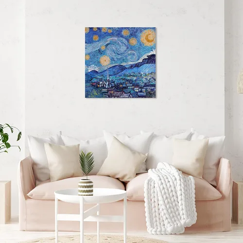 Vista 2 de The Oliver Gal Artist Co. Lienzo cuadrado tradicional de 30 x 30 pulgadas, noche estrellada, arte de pared cuadrado de noche estrellada, color azul