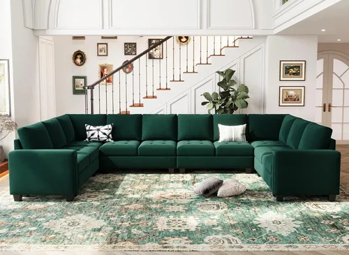 Vista 6 de Belffin Módulo de terciopelo de un solo asiento para sofá modular seccional, sofá sin brazos, tela moderna, color verde