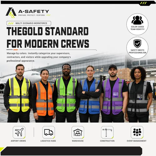 Vista 2 de A-SAFETY Chaleco de Seguridad Reflejante de Alta Visibilidad con Logo Personalizado (XS-8XL)