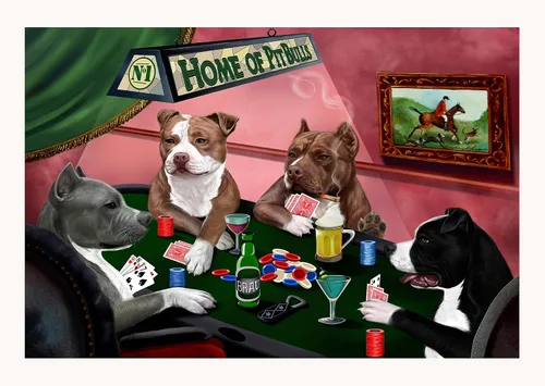 Vista 15 de Home of Poker Playing Pit Bull Dogs - Lienzo decorativo de pared de alta calidad listo para colgar, lienzo de pared impreso de animales únicos