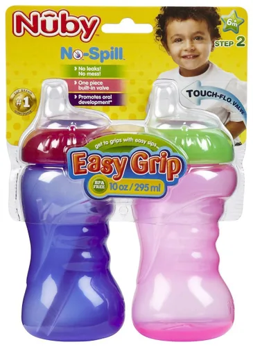 Vista 2 de Nuby Easy Grip - Boquilla suave sin derrames, para niña, 10 onzas, 2
