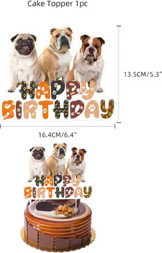 Vista 5 de Decoraciones de fiesta de bulldog francés, recuerdos de fiesta, incluye fondo de 3.2 x 4.9 pies, lindo cartel temático de bulldog inglés francés