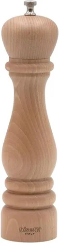Vista 8 de Bisetti Molino de pimienta de madera de haya Roma de 5,12 pulgadas con molinillo de acero ajustable con acabado de nogal, fabricado en Italia
