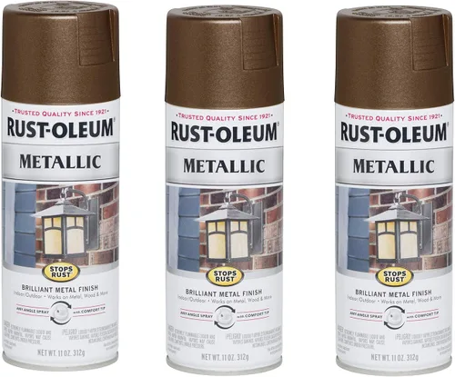 Vista 13 de Rust-Oleum 7274830 Pintura en aerosol metálica que detiene la oxidación, 11 oz, latón antiguo
