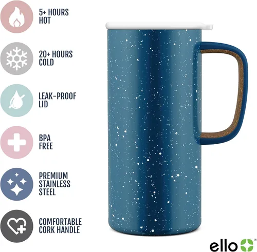 Vista 3 de Taza de viaje Ello Campy de acero inoxidable y hermético al vacío.