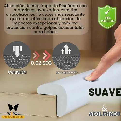 Vista 3 de Protector de borde de mesa a prueba de bebés (borde de 18 pies y 8 esquinas) protector de esquinas y bordes a prueba de bebés, adhesivo de espuma