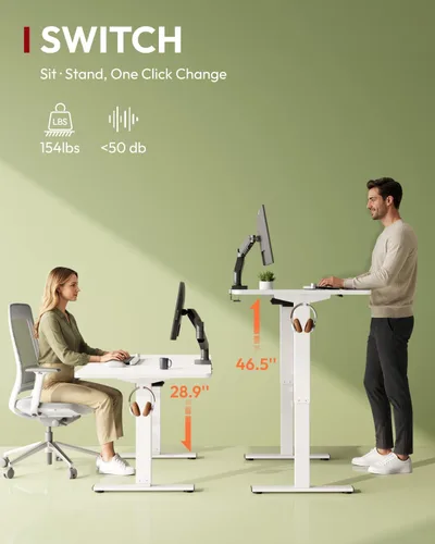 Vista 2 de SANODESK - Escritorio eléctrico ergonómico ajustable de altura grande de 71 Marco extendido blanco/parte superior blanca