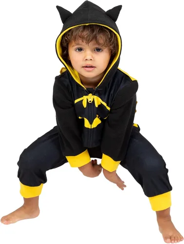 Vista 2 de DC Comics Justice League Superman Batman Flash Zip Up Pijama Cosplay Enterizo Niño a Niño Grande