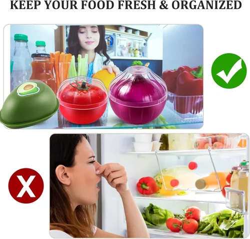 Vista 4 de Contenedores para almacenamiento de aguacate, organizador reutilizable para refrigerador, organizador individual para mantener el aguacate fresco