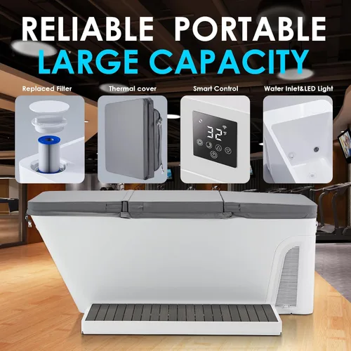 Vista 7 de ICEGALAX Bañera de hielo con enfriador integrado (32℉-104℉), control de smartphone, silencioso, diseño independiente para recuperación de cuerpo