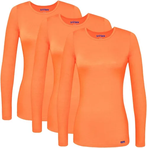 Vista 28 de Sivvan 3-Pack Women's Long-Sleeve Comfort Underscrub Tee, Scrubs Undershirts Aguamarina (Aquamarine)