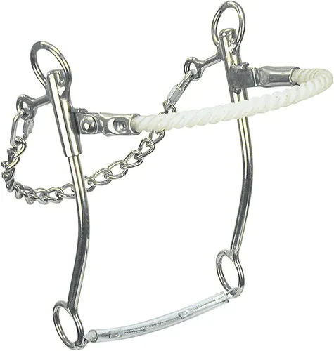Vista 2 de Reinsman 937 Jim Warner Hackamore - Broca para caballo ecuestre estándar con nariz de cuerda sin nudos, etapa E, mejillas de 9 pulgadas y vástagos