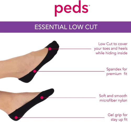 Vista 2 de Peds Womens Lightweight Low Cut No Show Socks Multipack