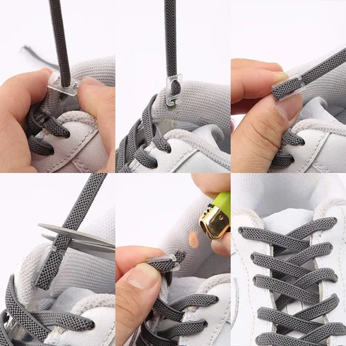 Vista 6 de Cordones para zapatos sin ataduras para adultos y niños, cordones elásticos para zapatos deportivos