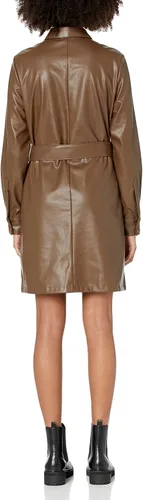 Vista 2 de The Drop Vestido camisero de cuero vegano Sam para mujer