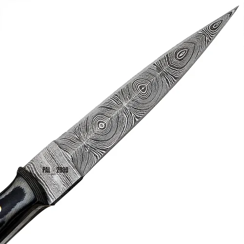 Vista 7 de PAL 2000 KNIVES DAM-2055 Cuchillo de caza hecho a mano de acero de Damasco de 8.4 pulgadas - Mango de micarta con funda