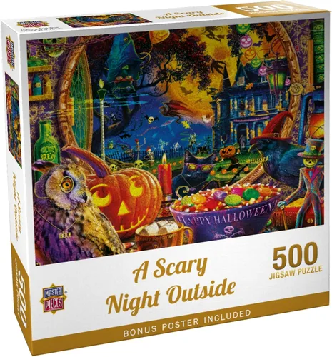 Vista 2 de Masterpieces Rompecabezas de 300 piezas para adultos y familias, una noche aterradora al aire libre, 19.25 x 26.63 pulgadas