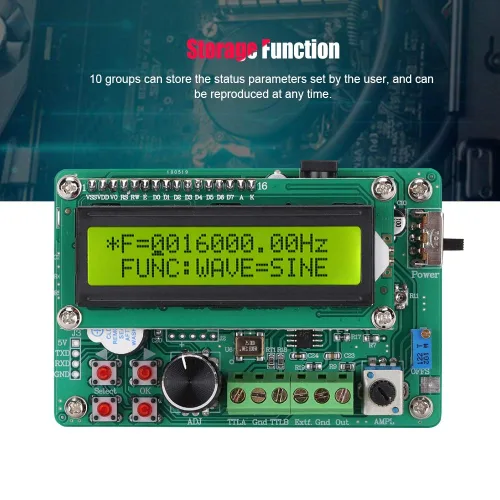 Vista 2 de FY1005S generador de señal digital DDS, fuente de señal de función de 5 MHz con módulo de contador de frecuencia, pantalla digital para laboratorios