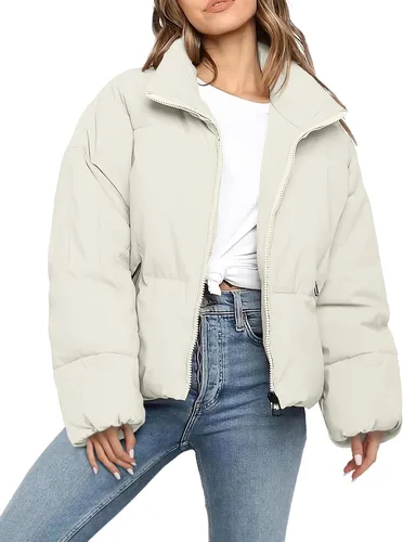 Vista 9 de Polu Women's Puffer Jackets Oversized Long Sleeve Winter Zipper Coat Warm Quilted Jackets with Pockets